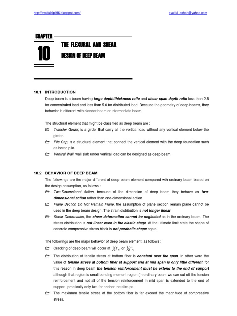 Deep Beam Design: Flexural & Shear Analysis | PDF