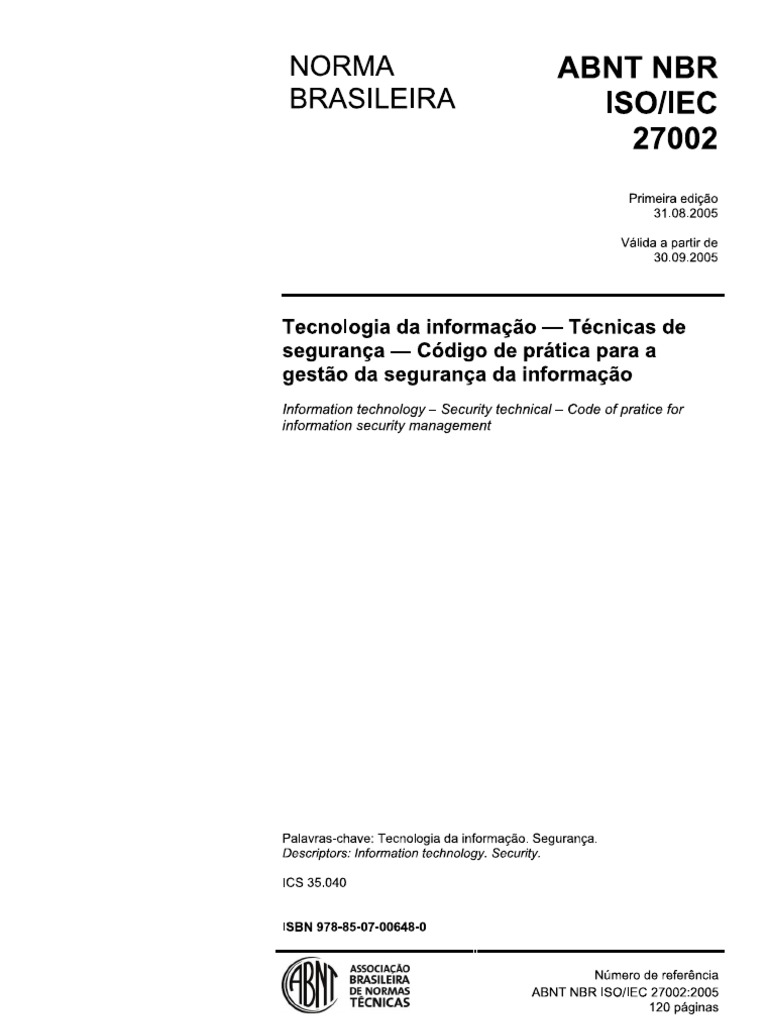 NBR Iso 27002 | PDF