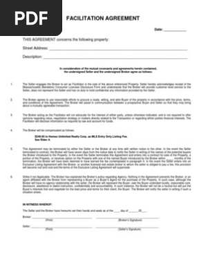 Facilitation Agreement Real Estate Broker Law Of Agency