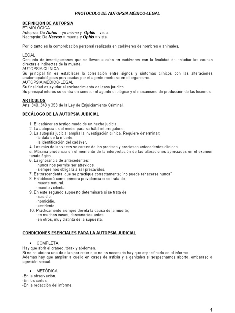 Protocolo de Autopsia | PDF | Sistema digestivo humano | Anatomía humana