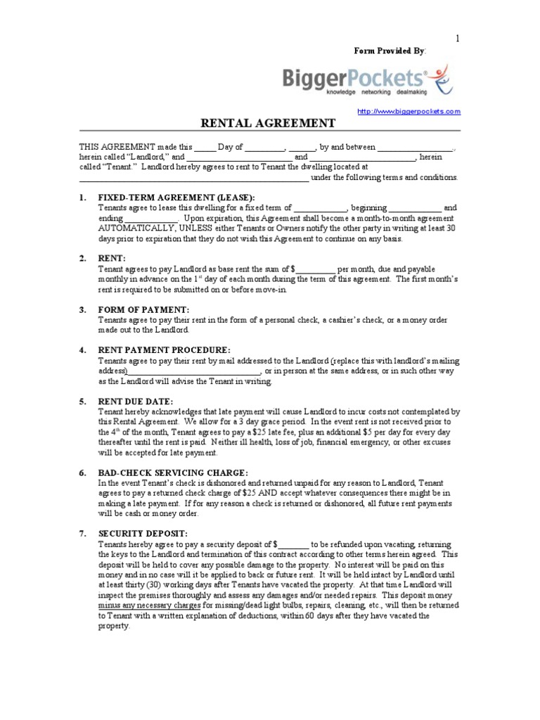 Blank Residential Lease Agreement Template | PDF | Lease | Leasehold Estate