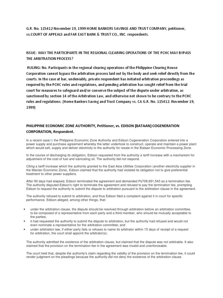 Arbitration cases Arbitration Foreclosure