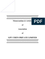 Memorandum & Articles of Association Of: GPV Chits Private Limited