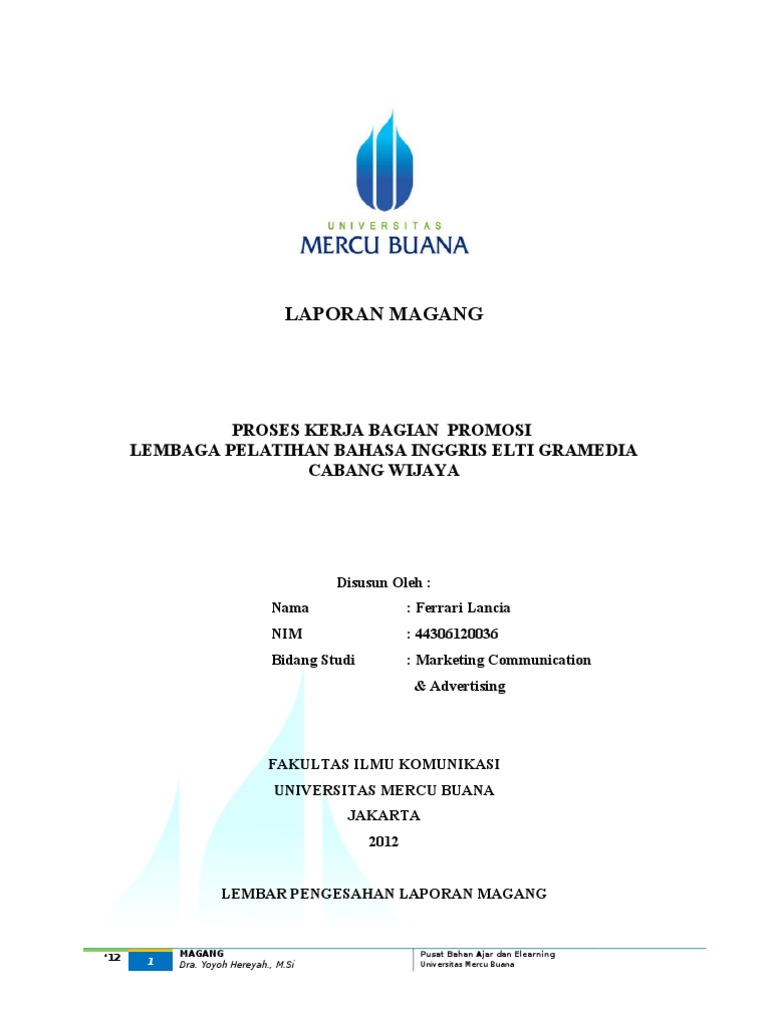 Contoh Laporan Magang Mahasiswa Ilmu Komunikasi