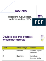 Network Devices: Repeaters, Hubs, Bridges, Switches, Routers, NIC's