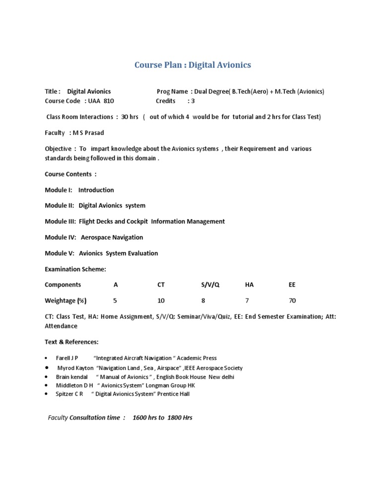 1cea8course Plan Digital Avionics | PDF