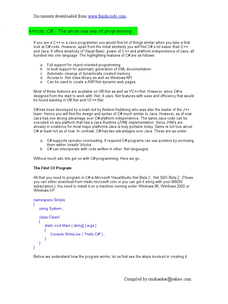 Dot Net Course | PDF