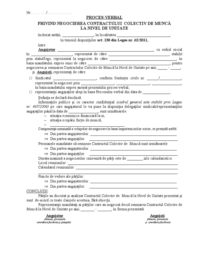 PV NEGOCIERE Contract Colectiv Munca PDF