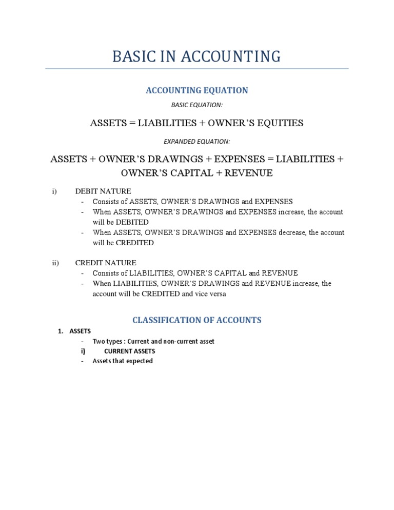 Basic in Accounting: Assets Liabilities + Owner'S Equities | PDF