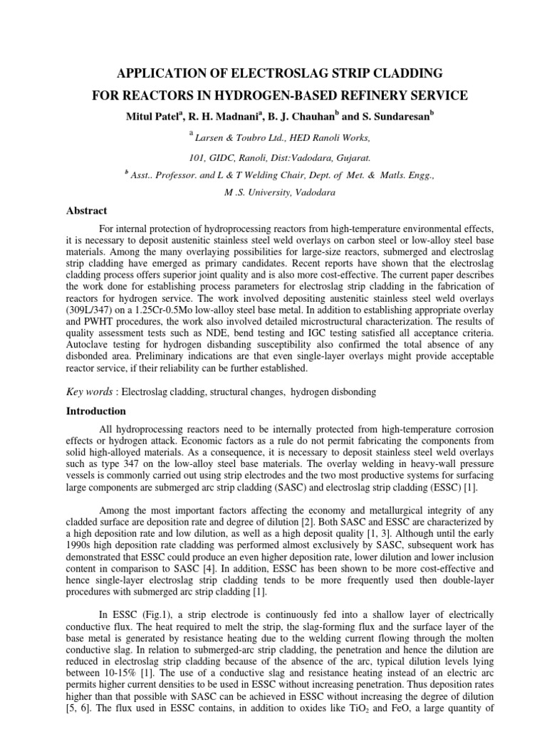 Application of Electroslag Strip Cladding | PDF | Technology & Engineering