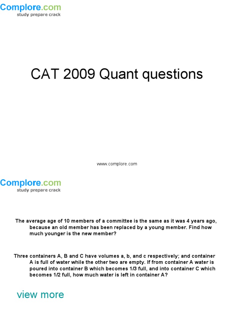 CAT 2009 Quantitative Questions | PDF
