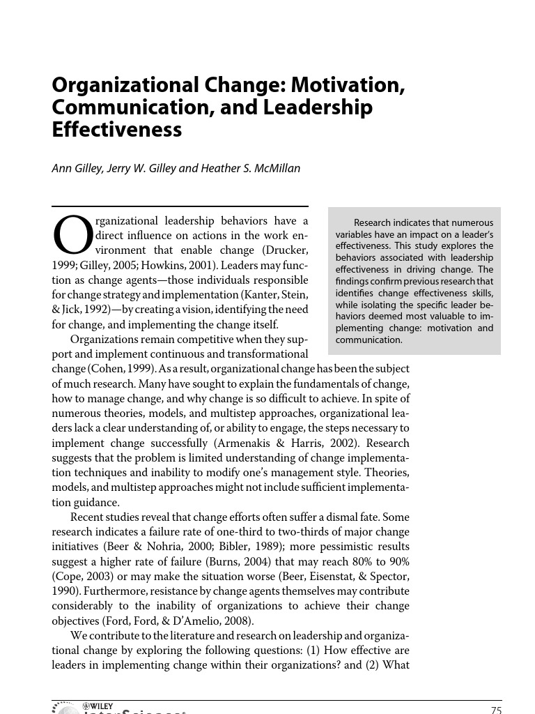Leadership in Organizational Change | PDF | Leadership | Motivation