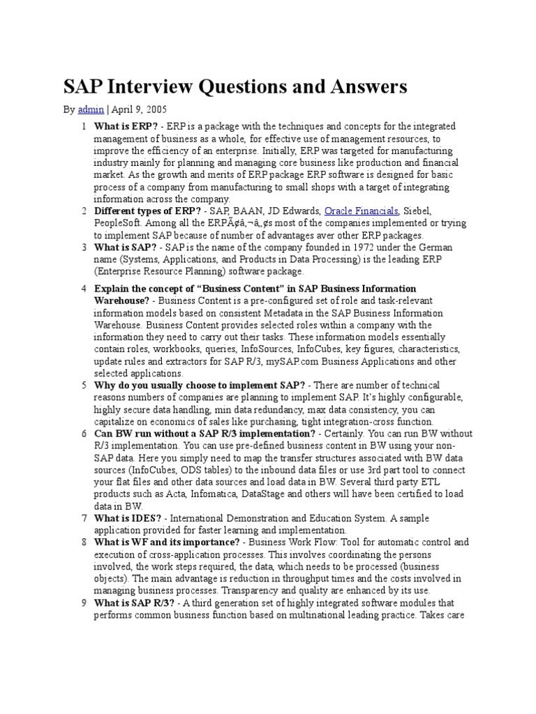 SAP Mminterview Questions and Answers | PDF