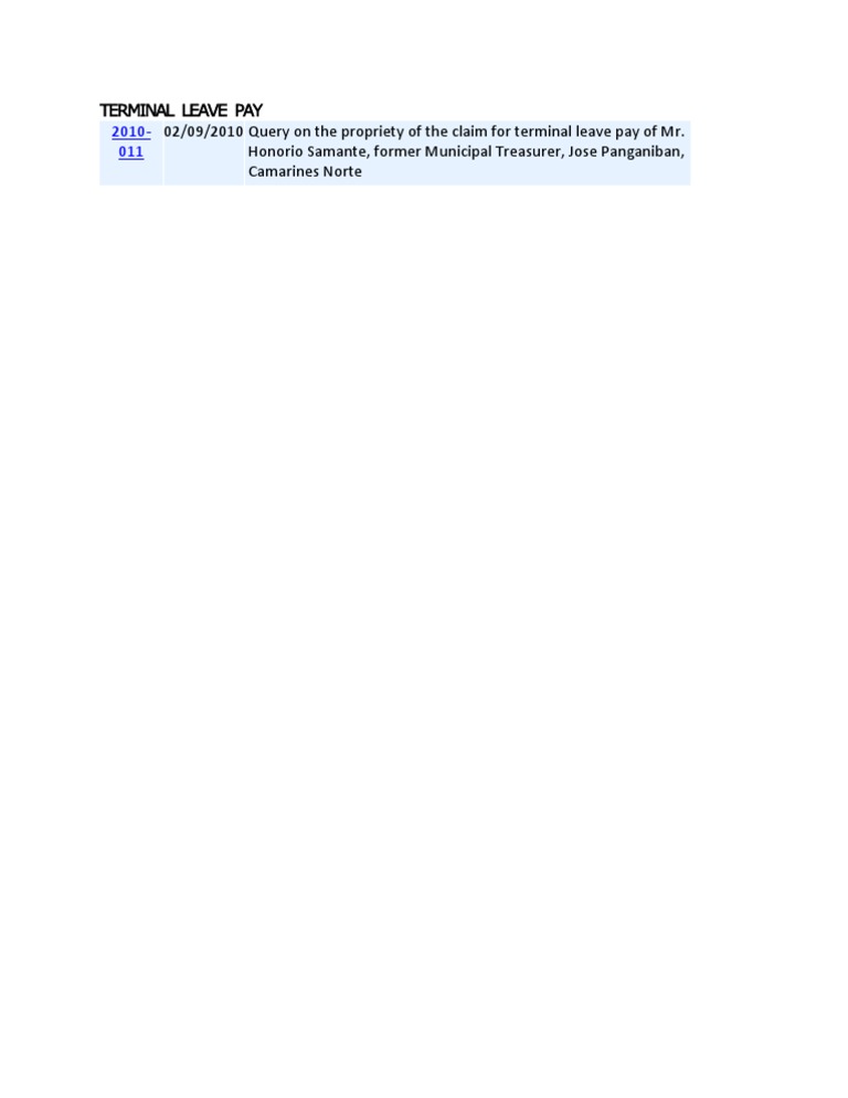 Terminal Leave Pay Inquiry | PDF