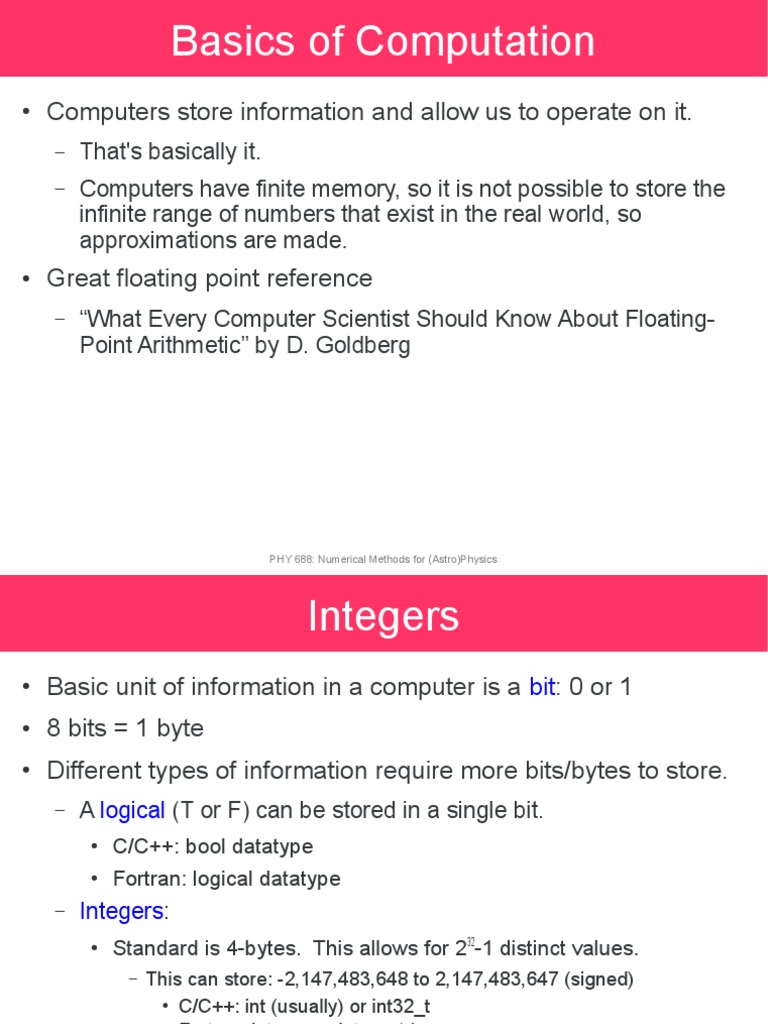 Basics of Computation | Integer (Computer Science) | Numerical Analysis
