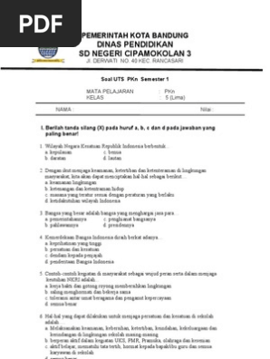 29+ Soal Uts Pkn Kelas 5 Semester 1 Dan Kunci Jawaban Pictures