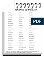 Homophones Word List