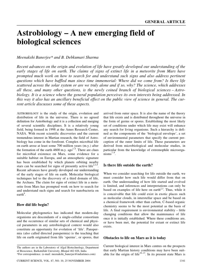 Astrobiology Pdf Astrobiology Mars