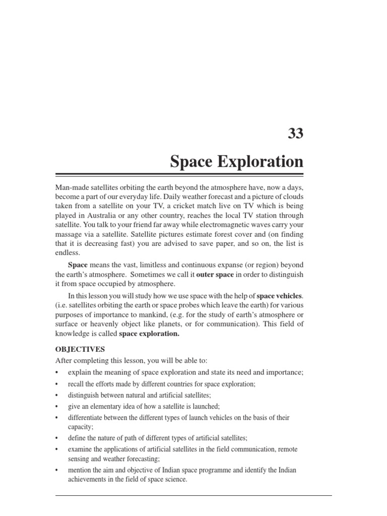 Lesson 33 - Space Exploration | PDF