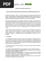 EDITAL DE APOIO A FORMAÇÃO PARA PROFISSIONAIS E EMPREENDEDORES CRIATIVOS