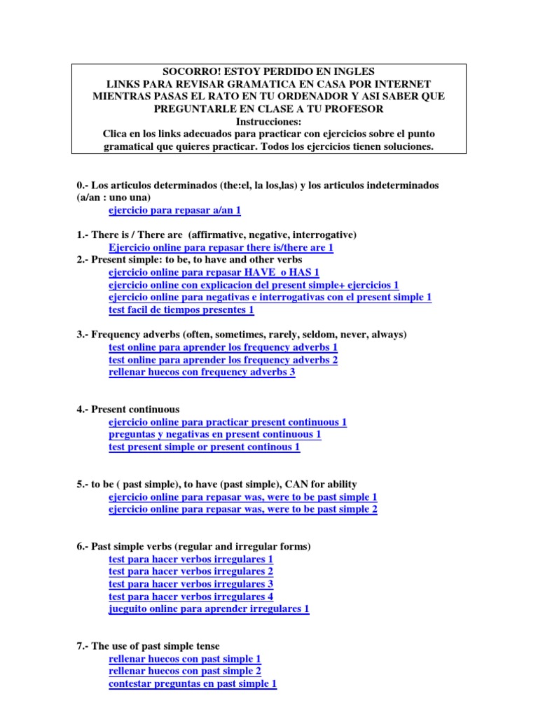 Un Documento Que Me Ayude A Repasar La Gramatica Basica En Ingles Online Morfologia Onomastica