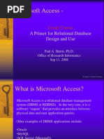 Microsoft Access - : A Primer For Relational Database Design and Use