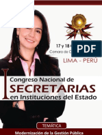 I Congreso Nacional de Secretarias en Instituciones Del Estado 17 y 18 Octubre 2013 - Lima Perú