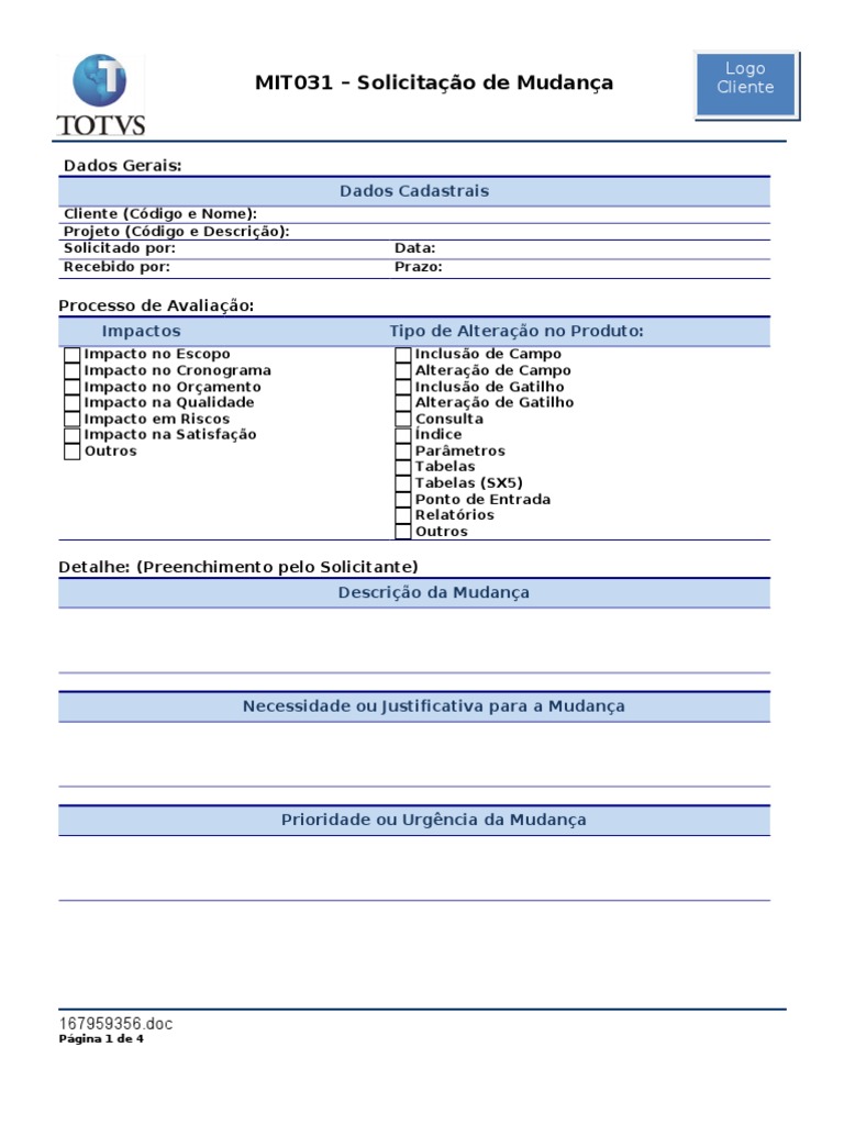 MIT031 Solicitacao de Mudanca