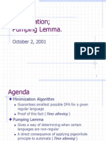 Minimization Pumping Lemma.: October 2, 2001