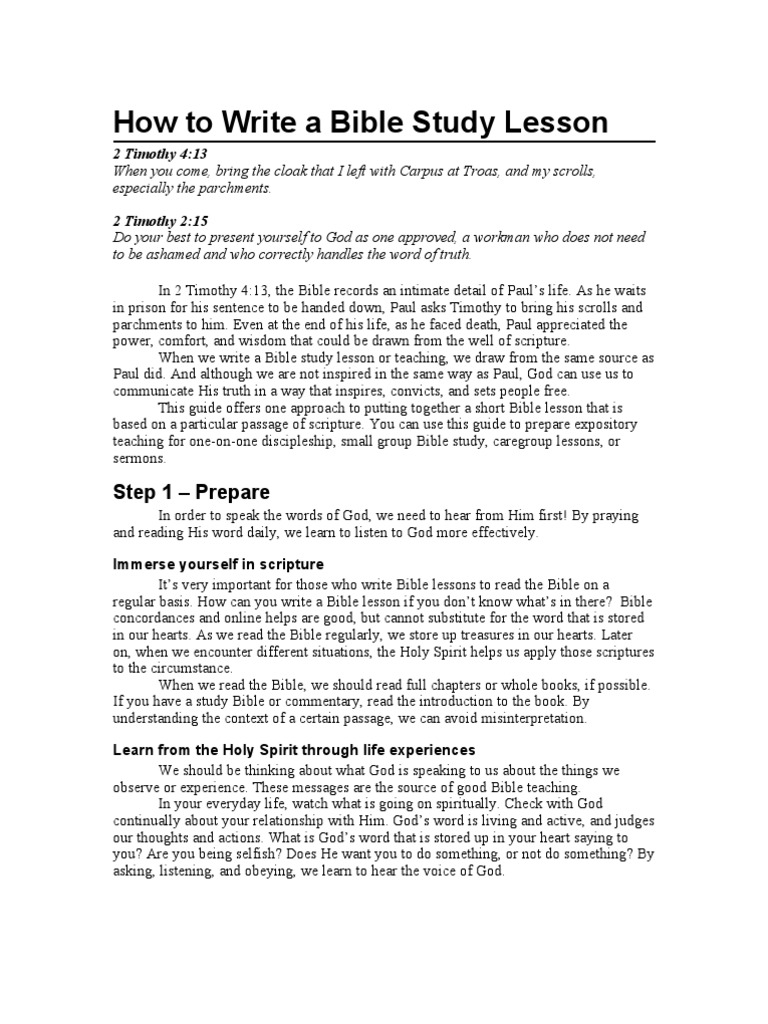 How To Write A Bible Study Lesson  PDF  Expository Preaching