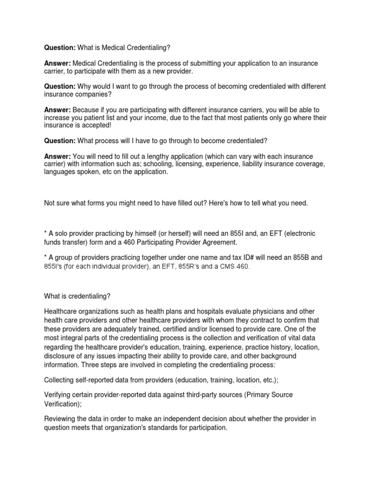 Understanding Medical Credentialing Process | PDF | Databases ...