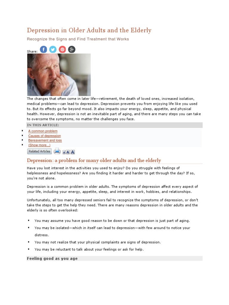 Depression in Older Adults and The Elderly | PDF | Major Depressive ...