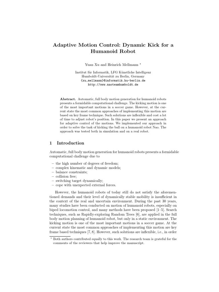 Adaptive Motion Control0 | PDF | Mathematical Optimization | Kinematics