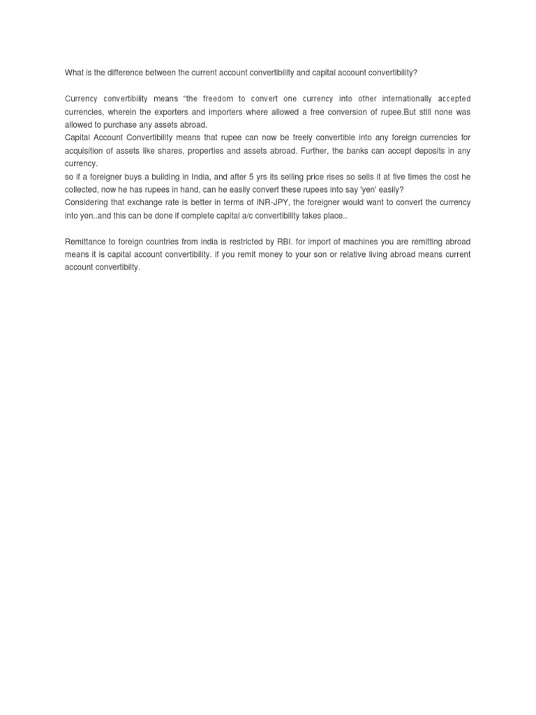 Current vs Capital Account Convertibility | PDF | Current Account ...