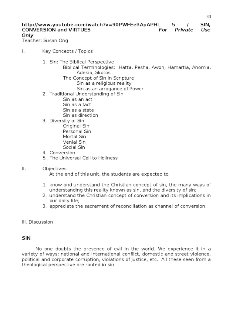 Sin Conversion And Virtues Repentance Sin
