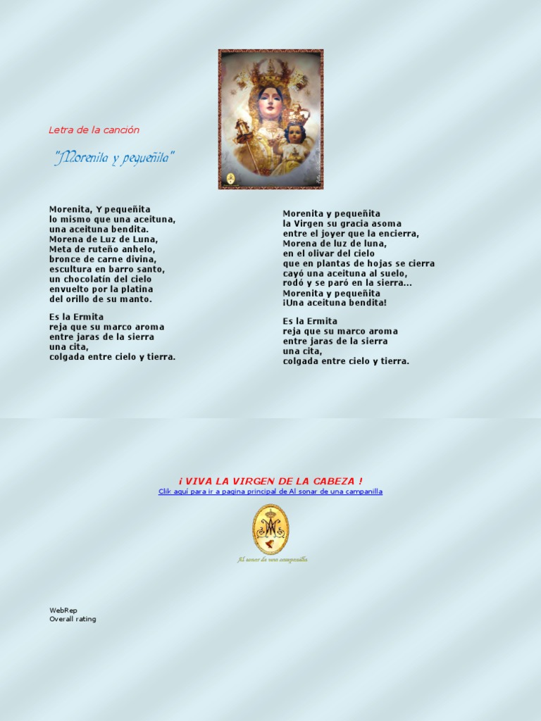 Letra de La Cancion Morenita y Pequeñita | PDF