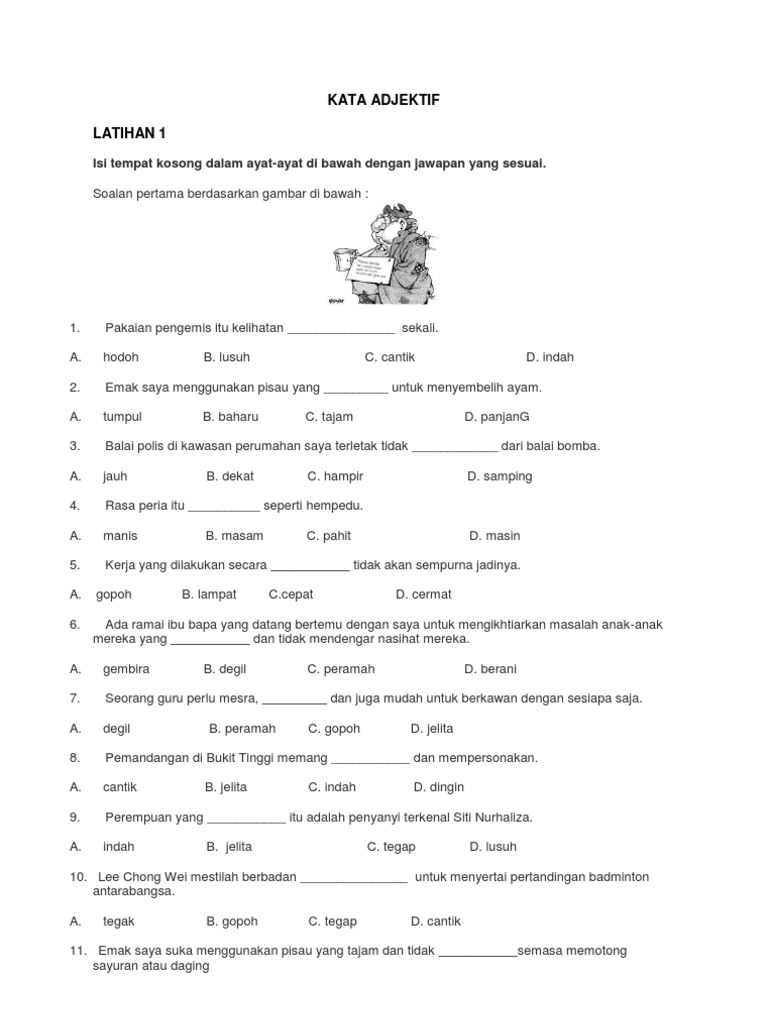 Latihan Kata Adjektif Pdf