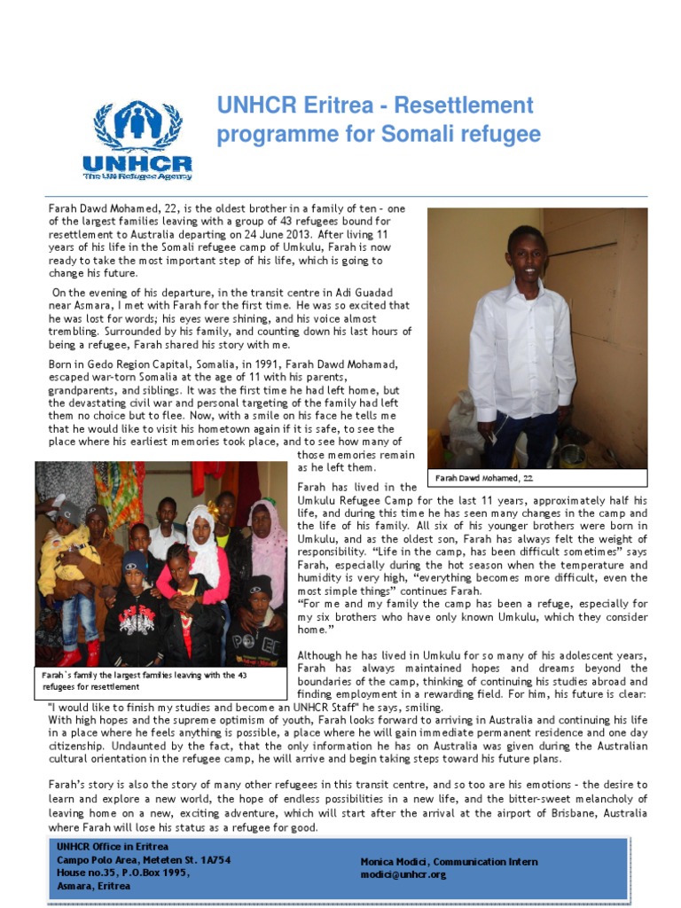 UNHCR Eritrea - Short Story - Farah RESETTLEMENT PDF | PDF