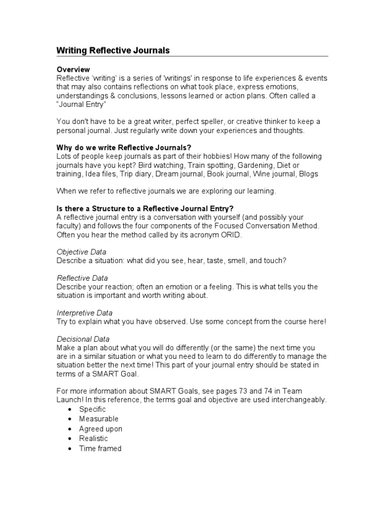 Guide to Writing Reflective Journals | PDF | Diary | Data