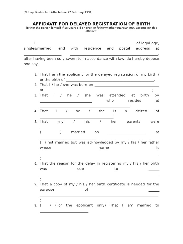 DELAYED BIRTH CERTIFICATE FORM 1 PDF visual data 2