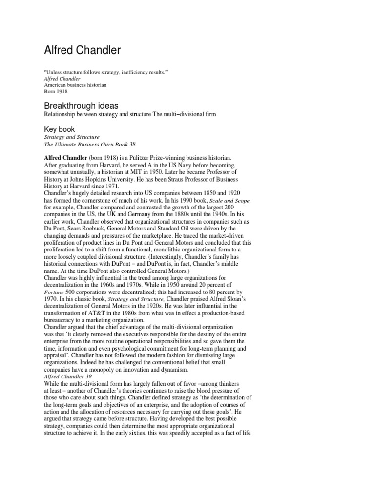 Alfred Chandler PDF Strategic Management Economies