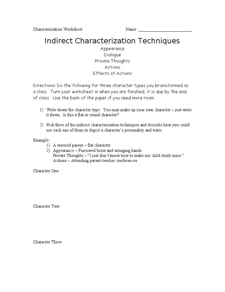 Characterization WorksheetName | PDF
