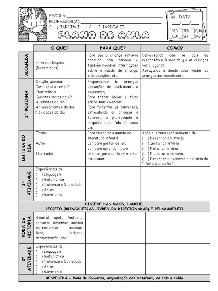 Plano de aula Educação Infantil