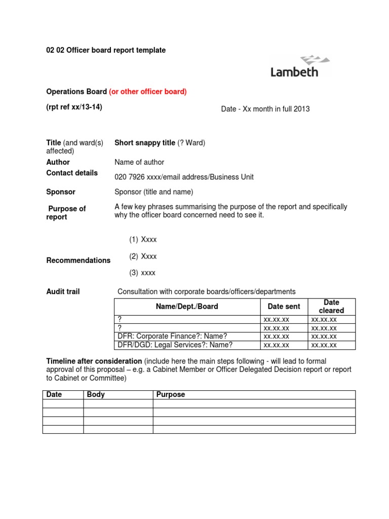 02 02 R Officer Board Report Template 130508 | PDF | Technology ...