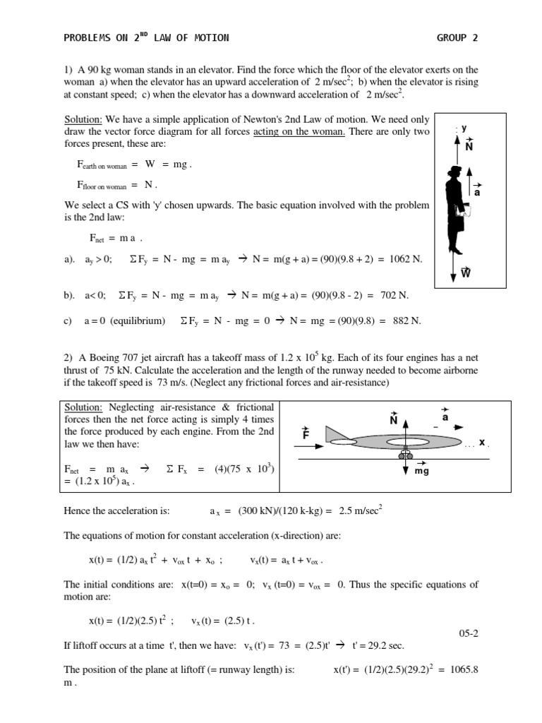 2nd Law of Motion Problem Solutions | PDF | Acceleration | Force