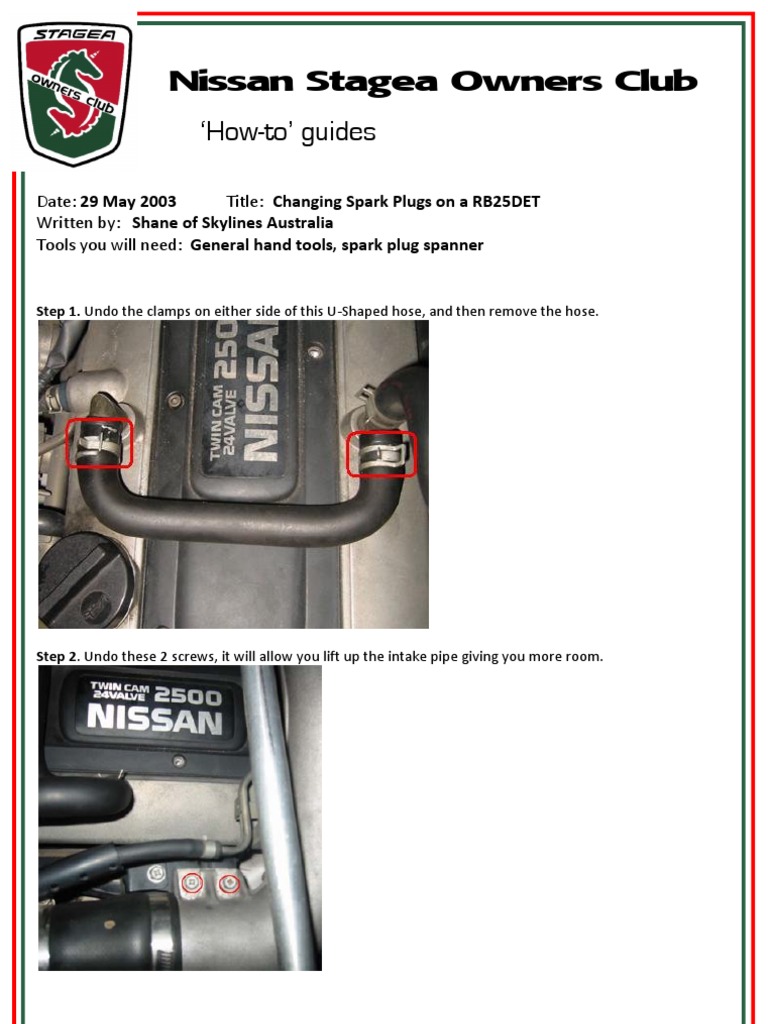 How To Guide Changing Spark Plugs On A RB25DET PDF