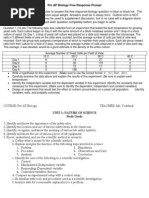 pre ap bio sci met one free response prompt