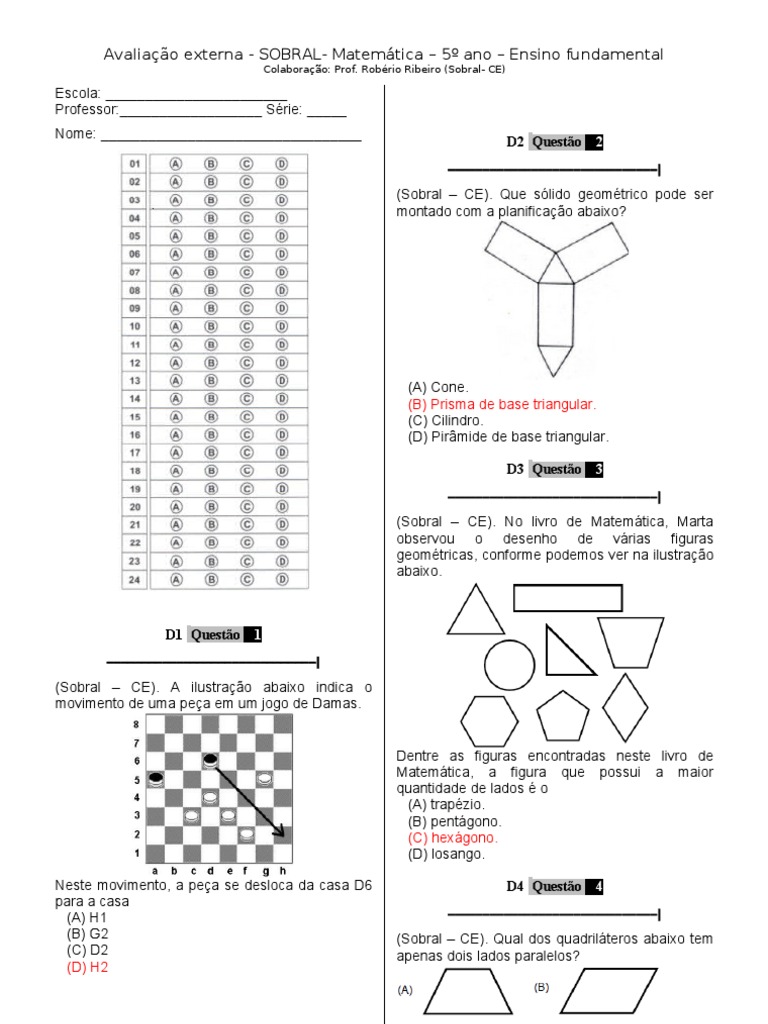 SIMULADOS DE MATEMÁTICA PARA O ENSINO FUNDAMENTAL