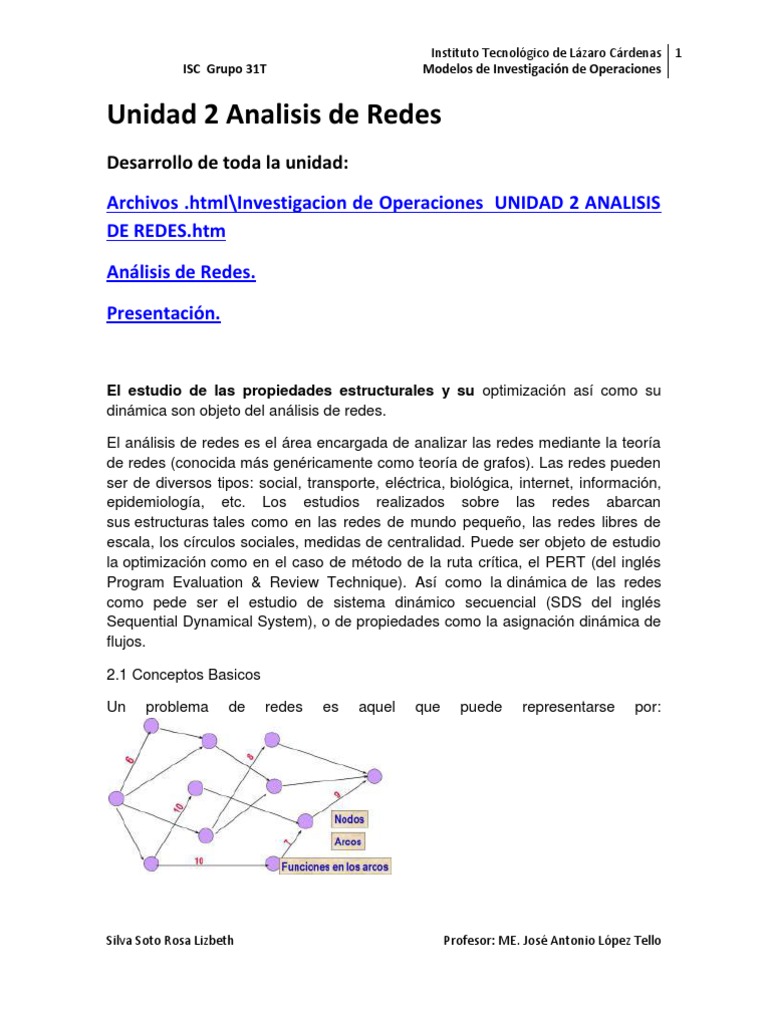Unidad 2 Analisis de Redes | PDF | La investigación de operaciones | Teoría  de sistemas