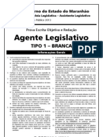 Assistente Legislativo Agente Legislativo Prova Tipo 01